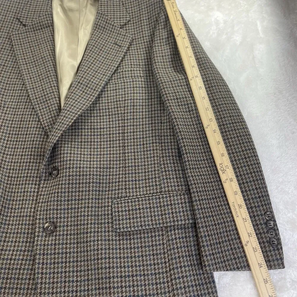 Jos A Bank Sport Coat Men's Size 42R Brown Glen Check Wool Two Button Jacket